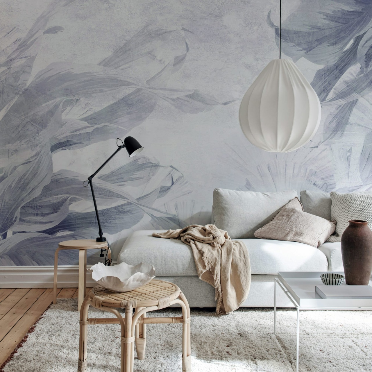 Fototapet, Leafy Dream, Blue, Rebel Walls