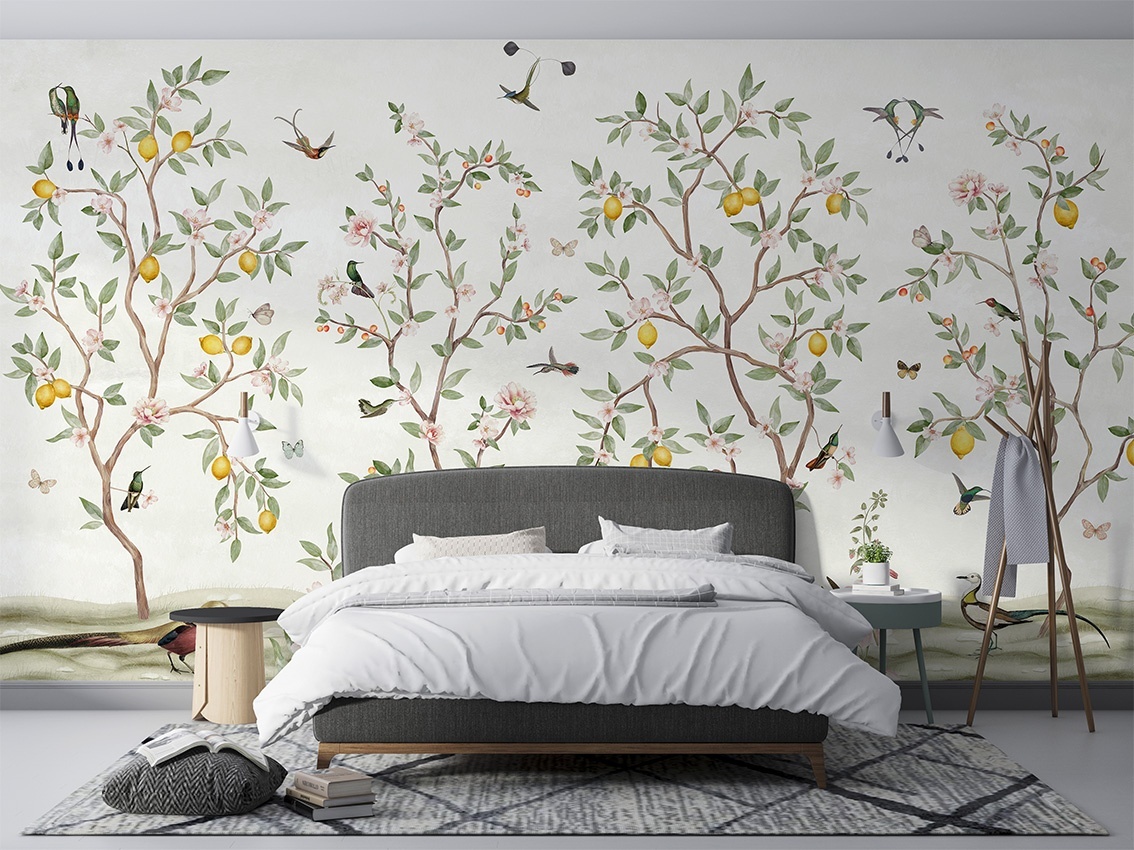 Fototapet Lemon Tree Chinoiserie - White, Sir Edward