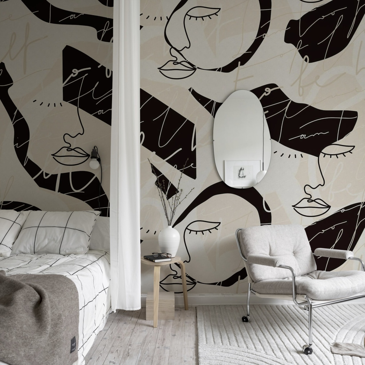 Fototapet, Lined Faces, Beige, Rebel Walls - 3