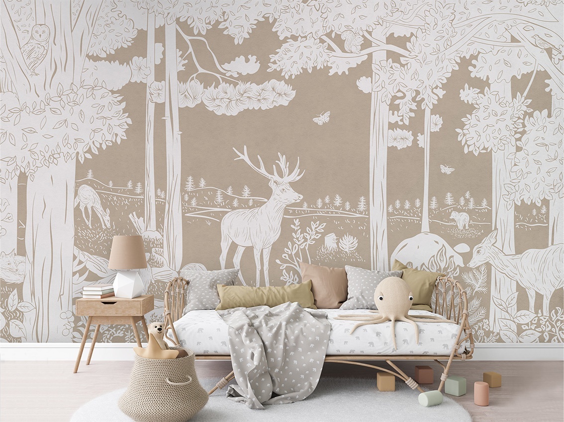 Fototapet Monochrome Forest - Brown, Kikki Belle - 4