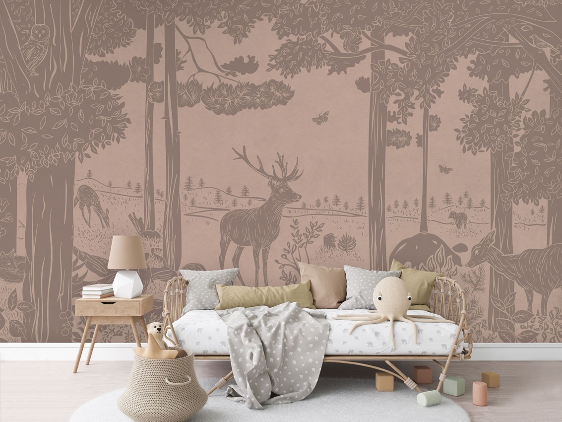 Fototapet Monochrome Forest - Pink Vintage, Kikki Belle — imaginea 3