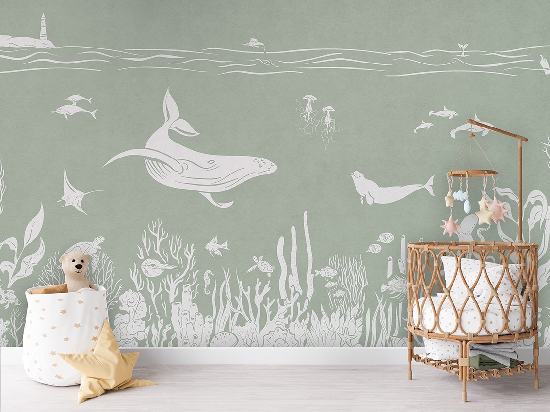 Fototapet Monochrome Sea - Green, Kikki Belle