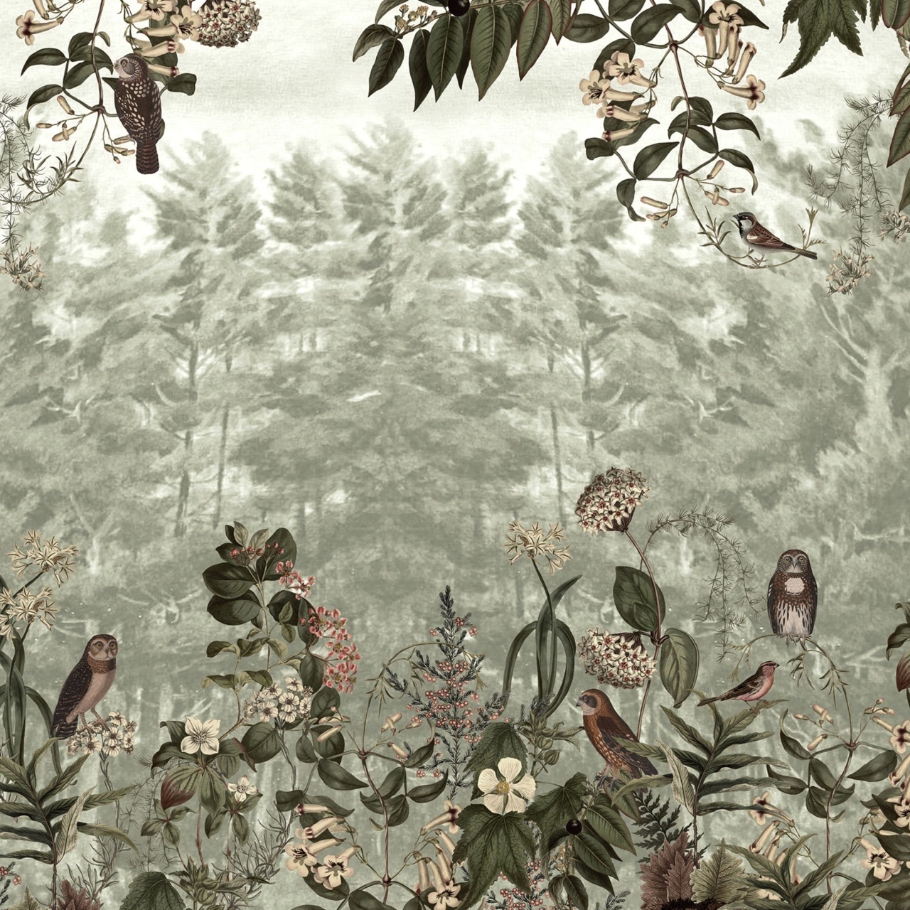 Fototapet, Owl Forest, Green, Rebel Walls - 2
