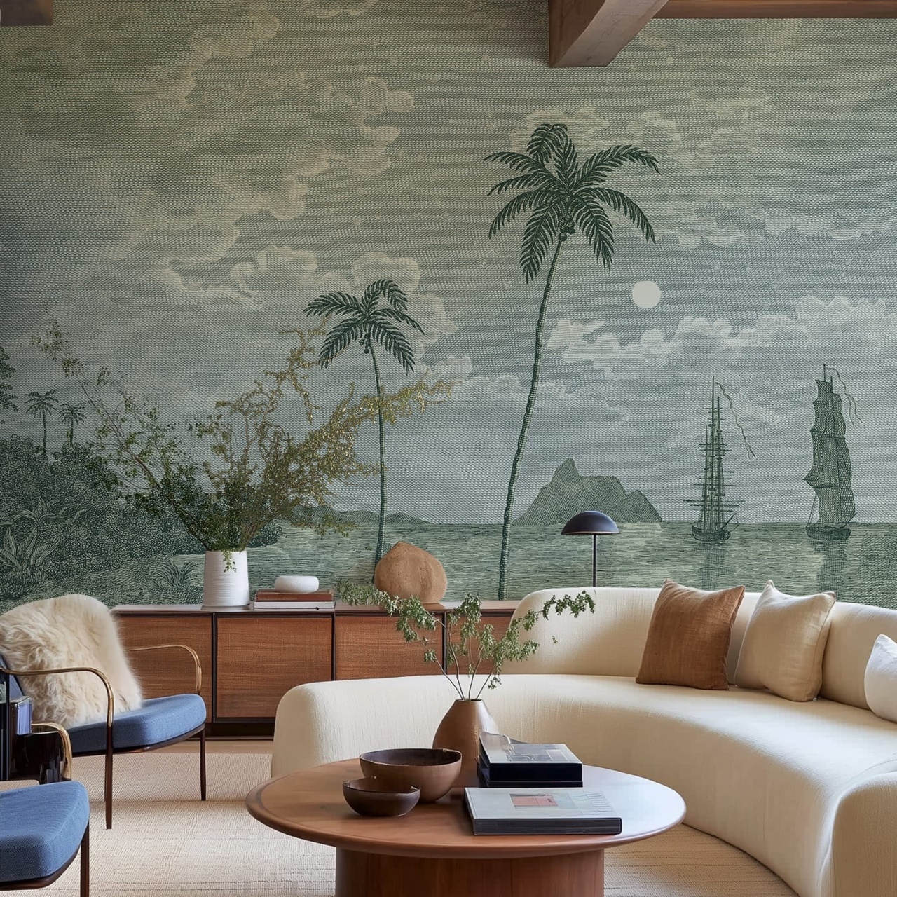 Fototapet, Palm Beach, Blue, Rebel Walls - 3