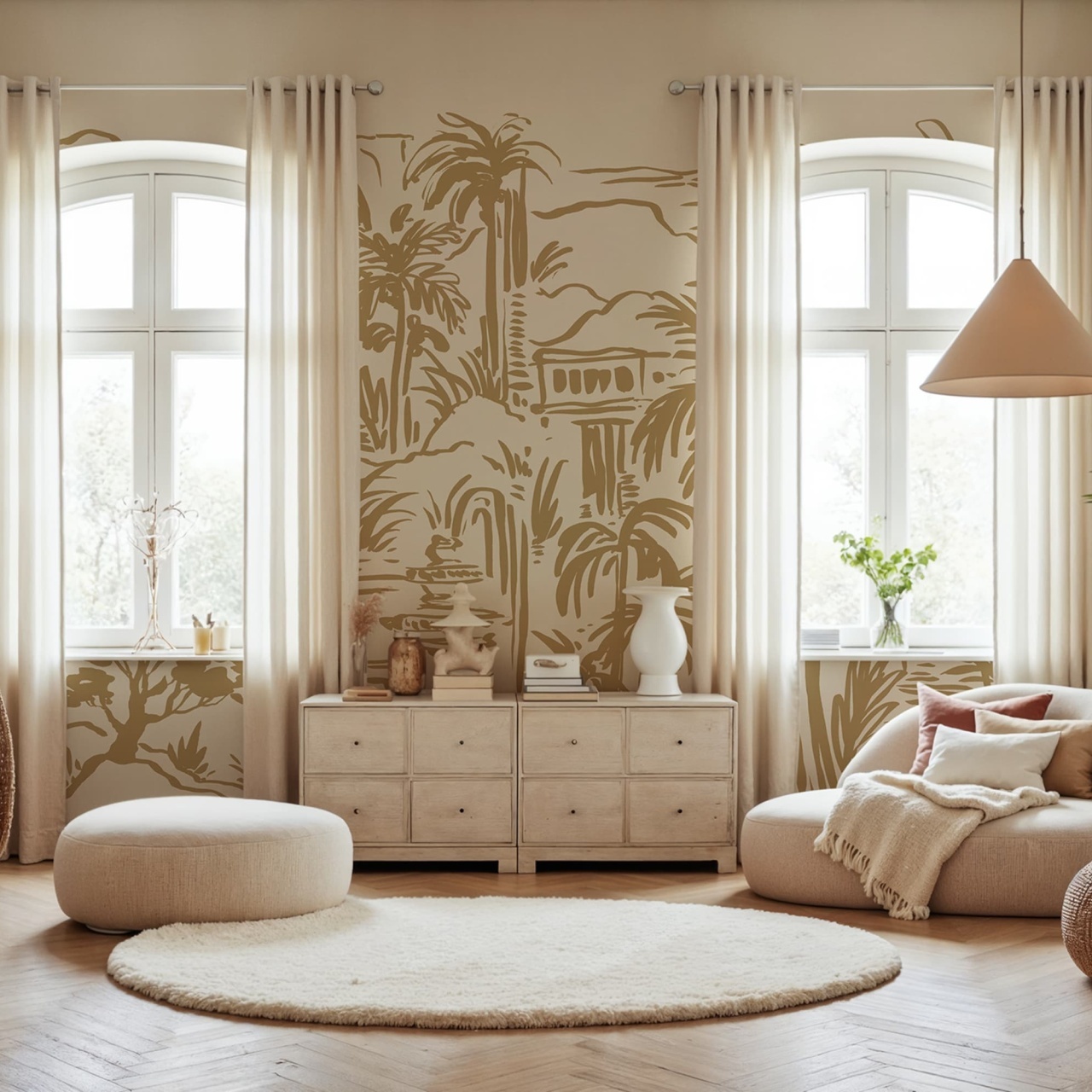Fototapet, Palm Oasis, Yellow, Rebel Walls - 3