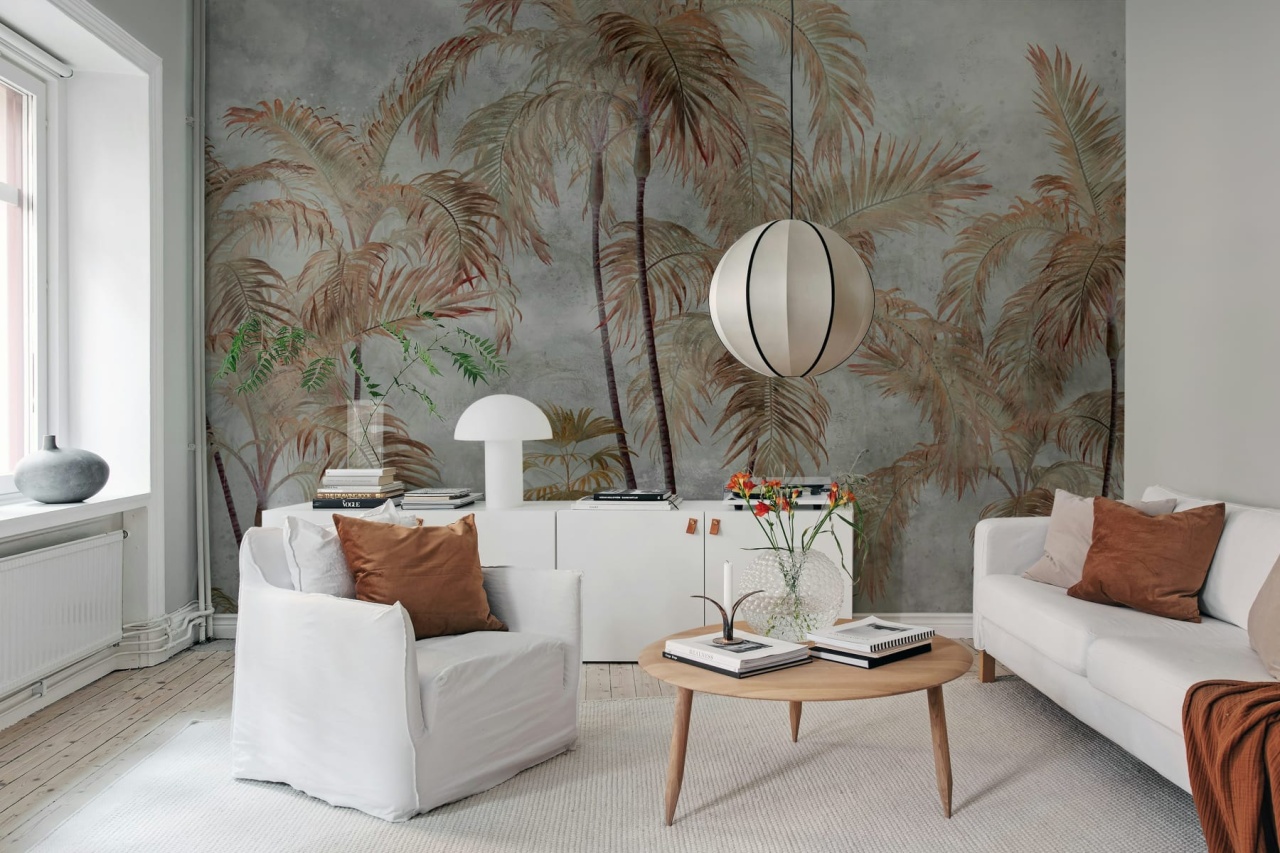 Fototapet, Palm Trees, Gray, Rebel Walls