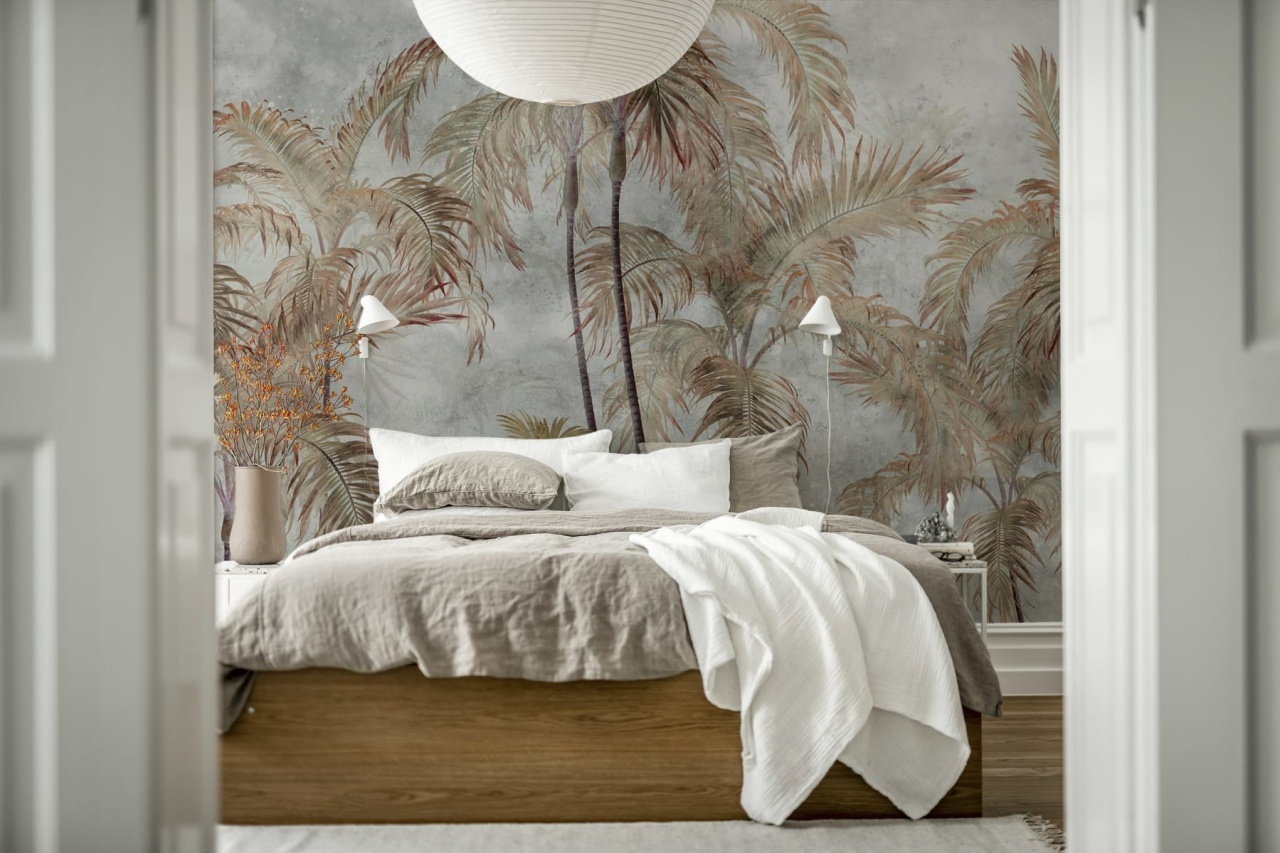 Fototapet, Palm Trees, Gray, Rebel Walls - 3