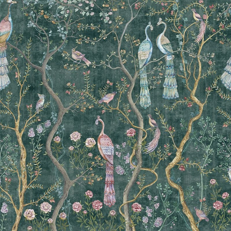 Fototapet Peacock Chinoiserie in Emerald, VLAdiLA - 2