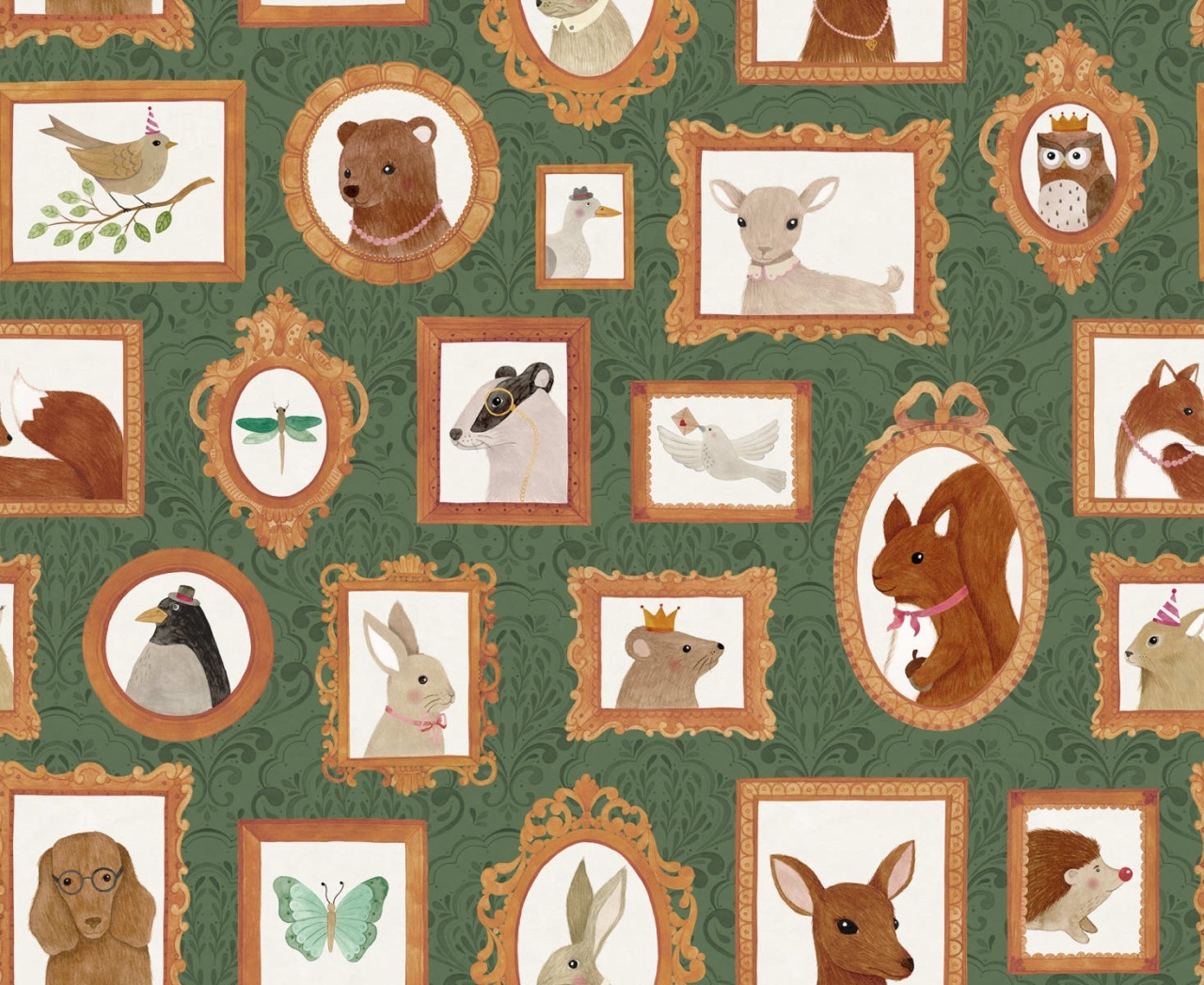Fototapet, Pet Frames, Dark Green, Rebel Walls - 2