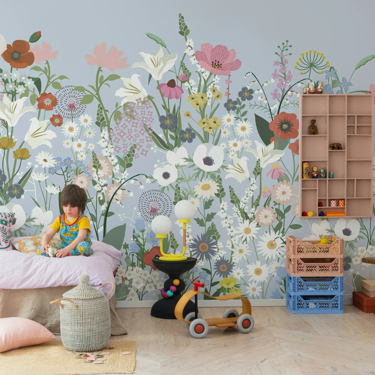 Fototapet, Playful Meadow, Blue, Rebel Walls