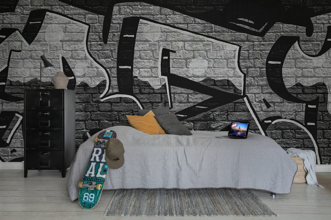 Fototapet, Rebel Graffiti Bold, Gray, Rebel Walls
