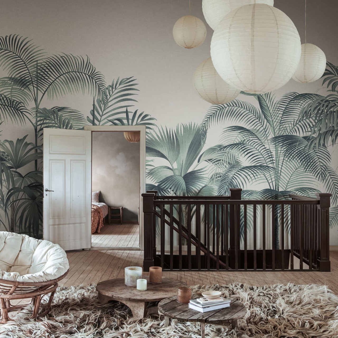 Fototapet, Retro Jungle, Turquoise, Rebel Walls - 3