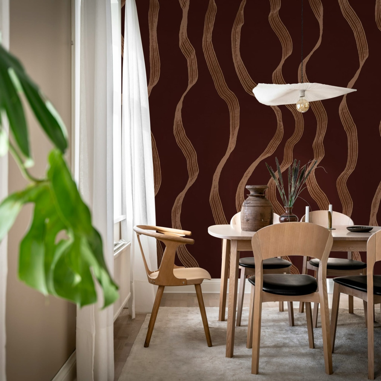 Fototapet, Ribbon Stripe, Burgundy, Rebel Walls