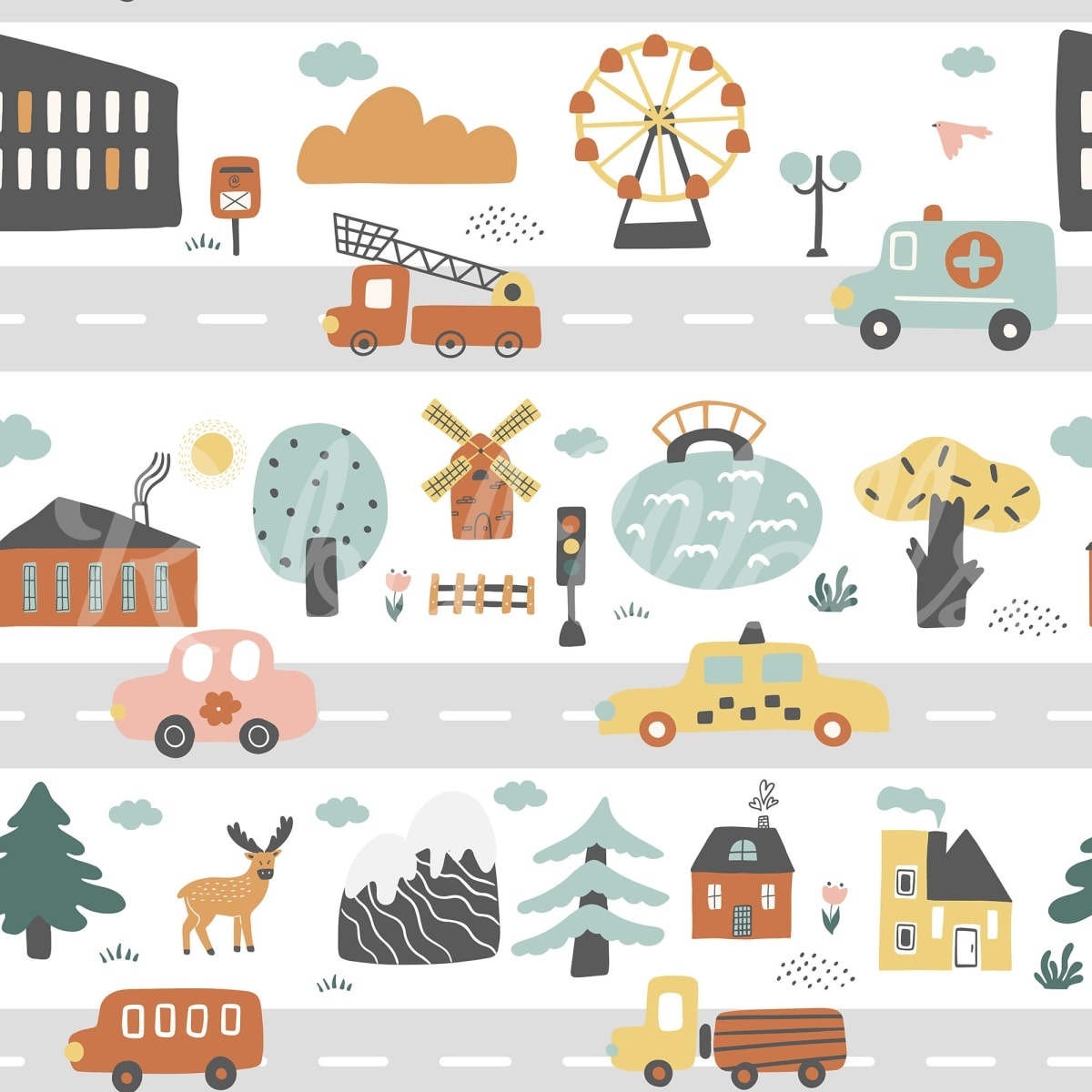 Fototapet, Roadmap, Pastel, Rebel Walls - 2