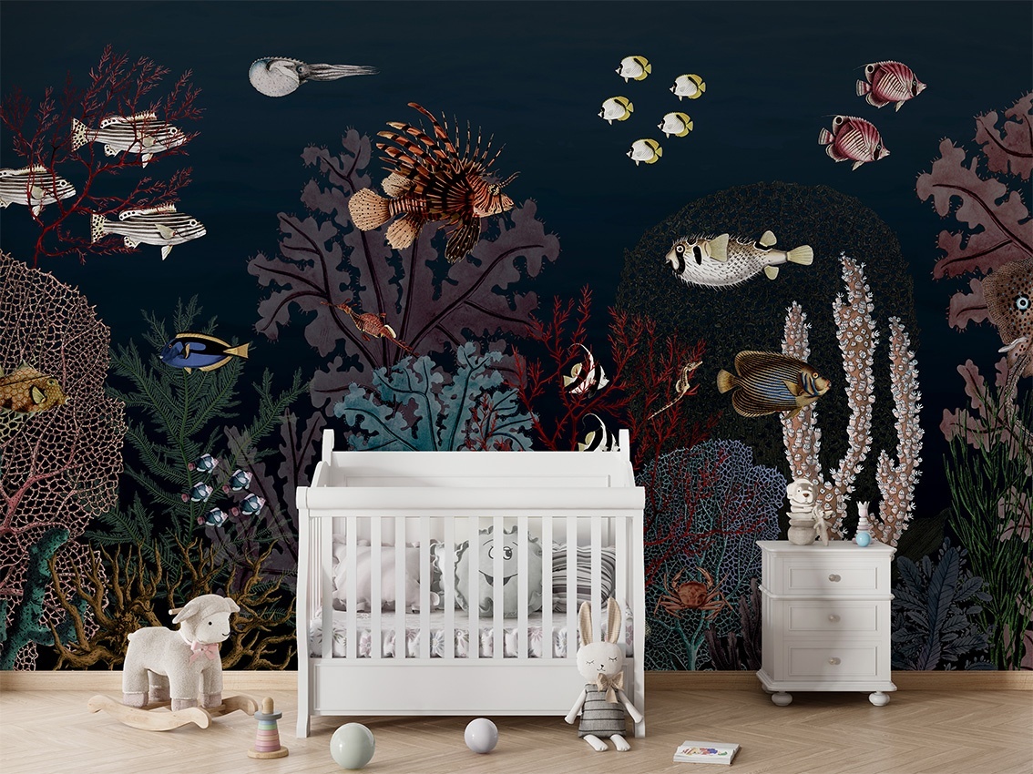 Fototapet Roaring Reef - Blue, Kikki Belle