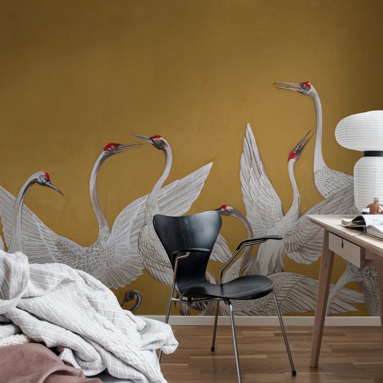 Fototapet, Soaring Cranes, Yellow, Rebel Walls - 3