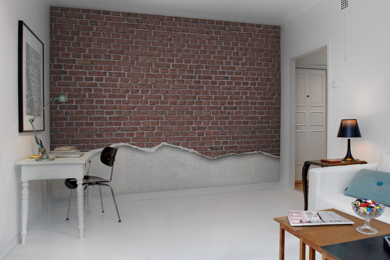 Fototapet, Well-Worn Brick Wall, Red, Rebel Walls