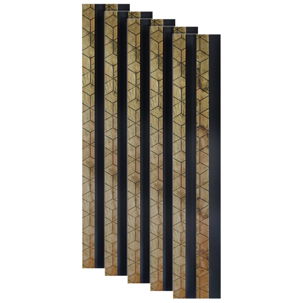Panou decorativ, riflaj, RX101, 270x12x2cm, Negru/Auriu