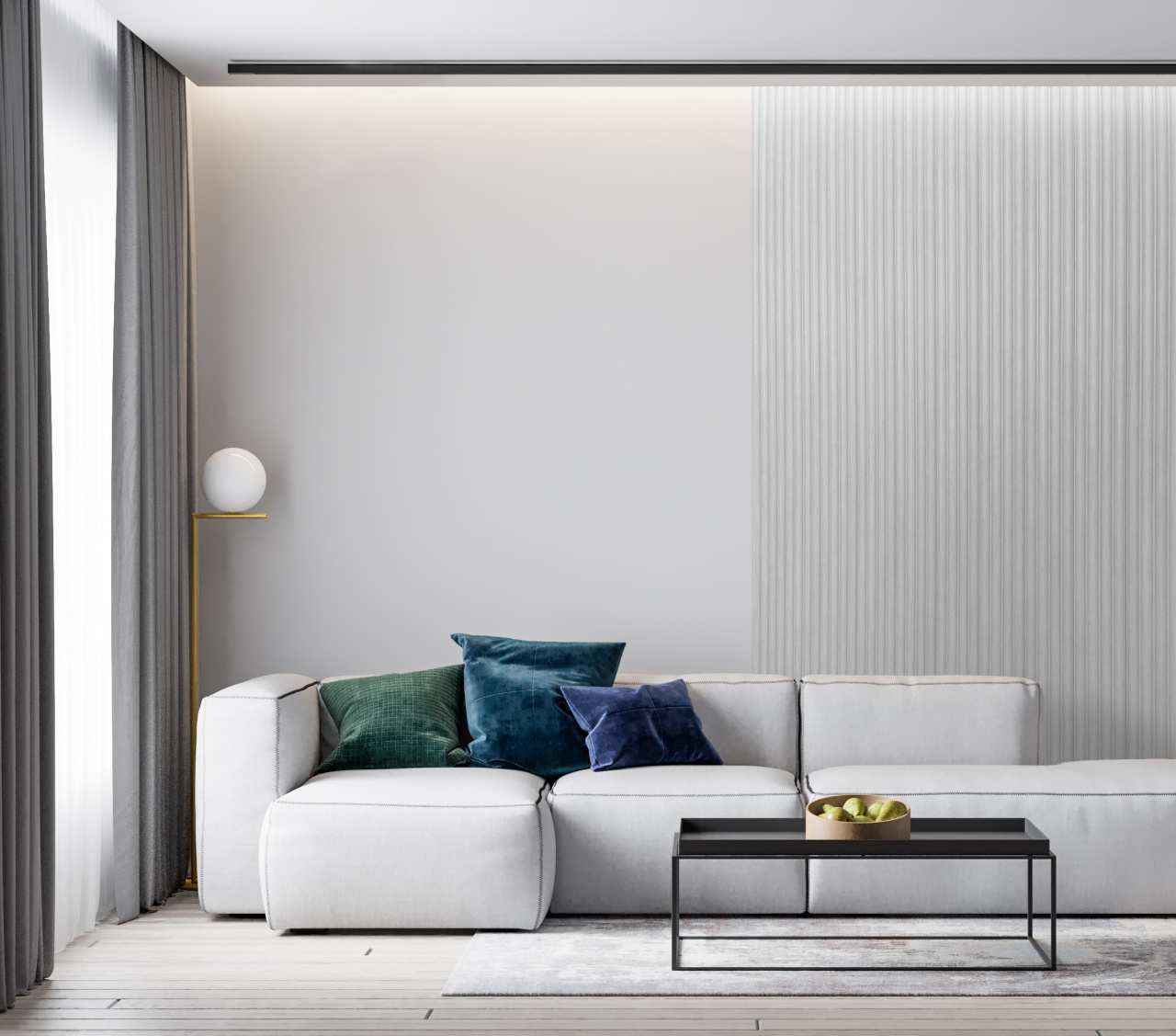 Panou riflaj decorativ 3D Onda, Gri, 11.2x1.3x270 cm