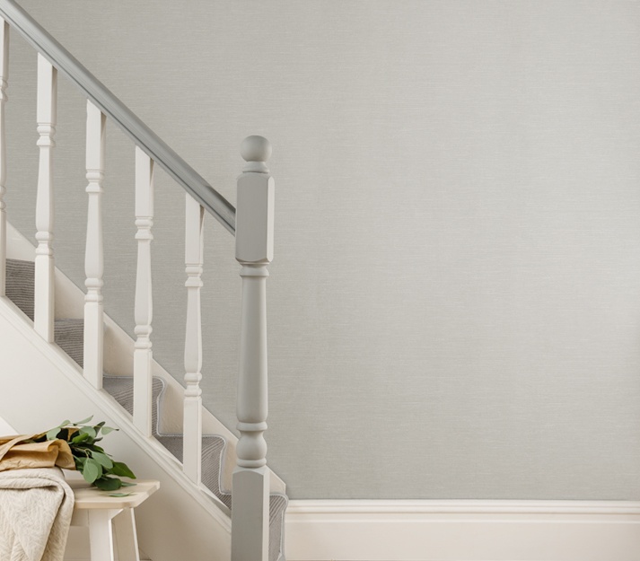 Raffia, Mist Grey Luxury Plain, 1838 Wallcoverings, 5.3mp / rola