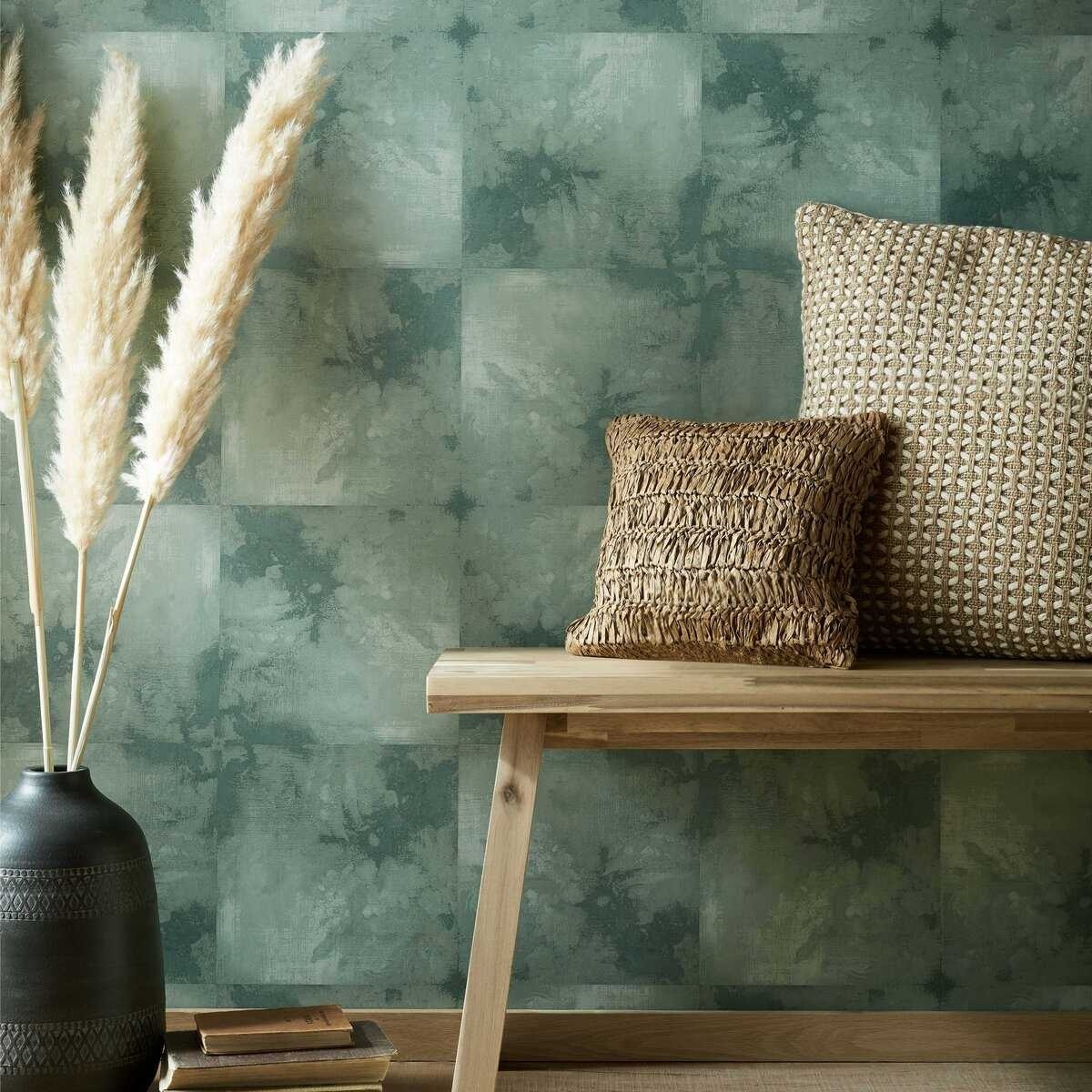 Tapet, Crystalline, Emerald Green Luxury Tile, 1838 Wallcoverings, 5.3mp / rola