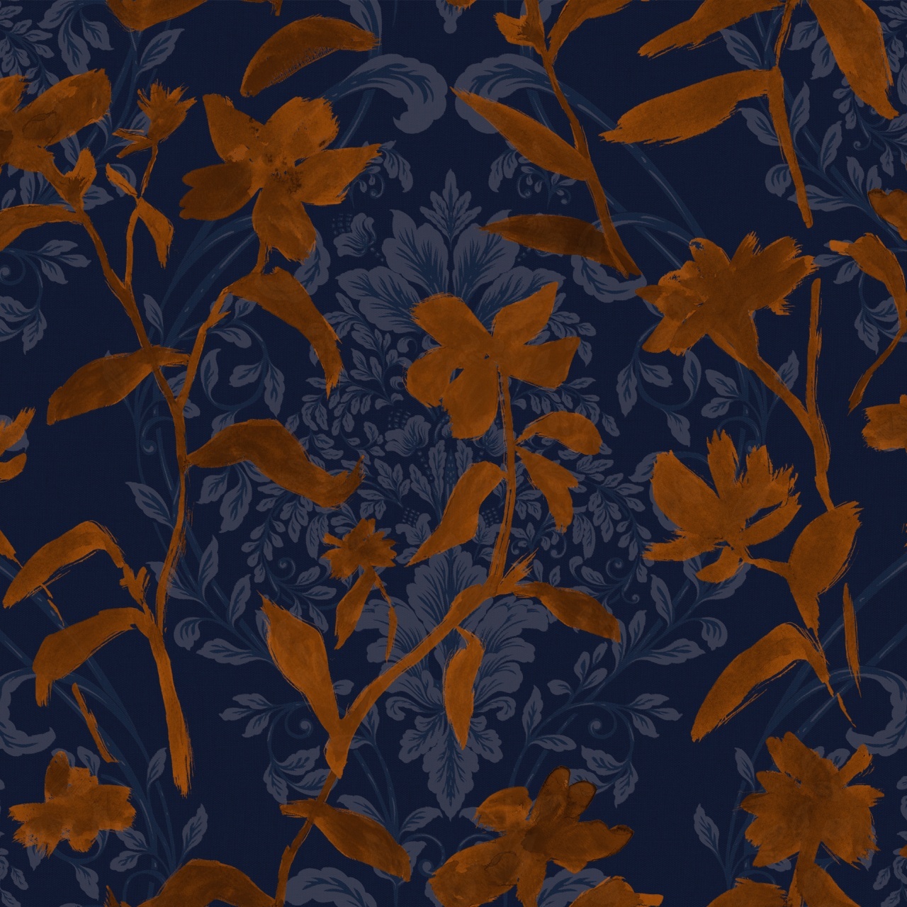 Tapet lavabil Blooming Damask, Tobacco, TresTintas 5mp / rola - 2