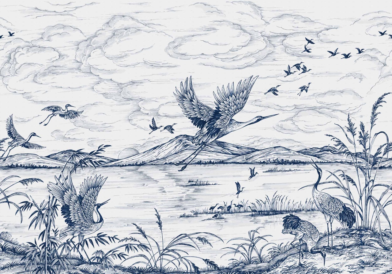 Tapet lavabil Heron’s Poetry, Sapphire, Coordonne - 1 | YEO