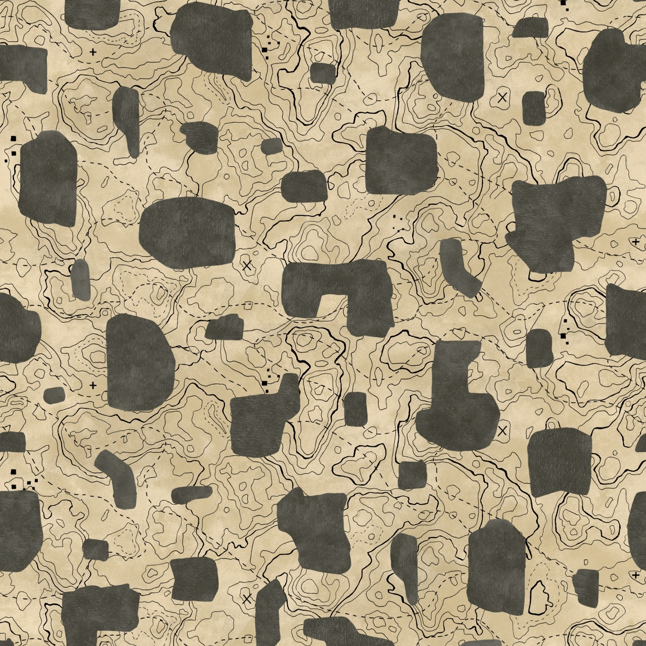 Tapet lavabil Map Xylography, Grey, TresTintas 5mp / rola - 2