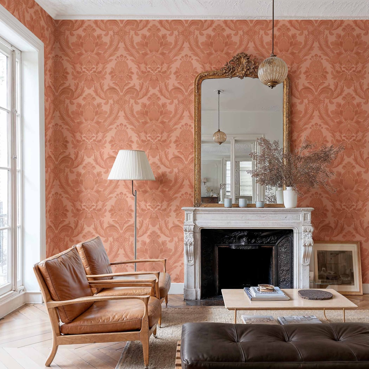 Tapet Venetian Damask, Peach, Coordonne, 5mp / rola