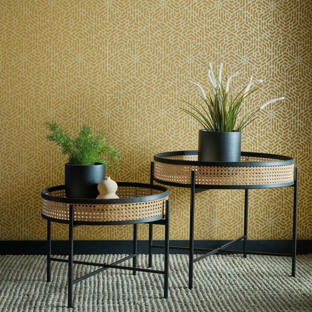 Tapet, Willow, Honey Yellow Luxury Geometric, 1838 Wallcoverings, 5.3mp / rola