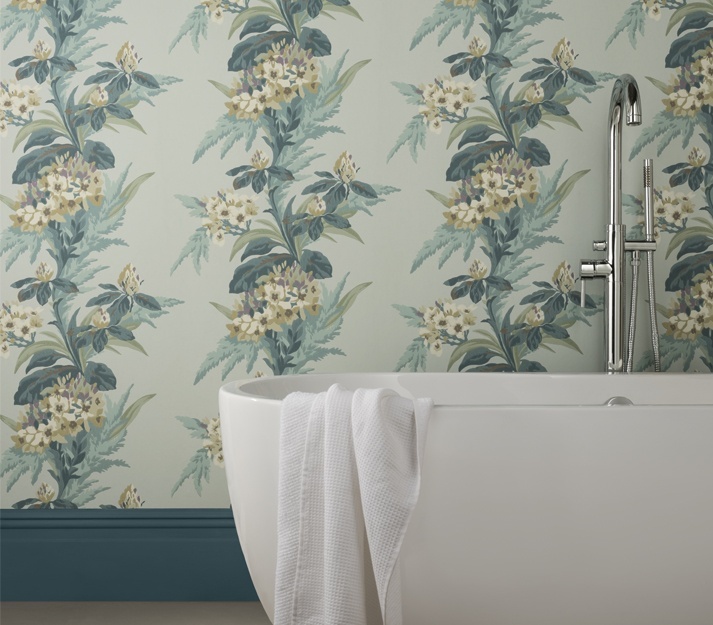 Aurora, Seafoam Green Luxury Floral, 1838 Wallcoverings, 5.3mp / rola