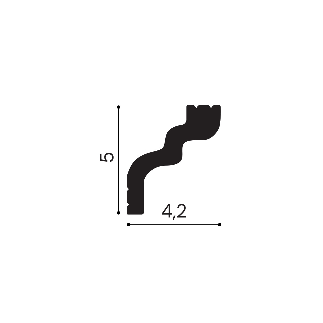 Cornisa polimer rigid, Manavi, C24 - 5x4.2x200 cm — imaginea 2