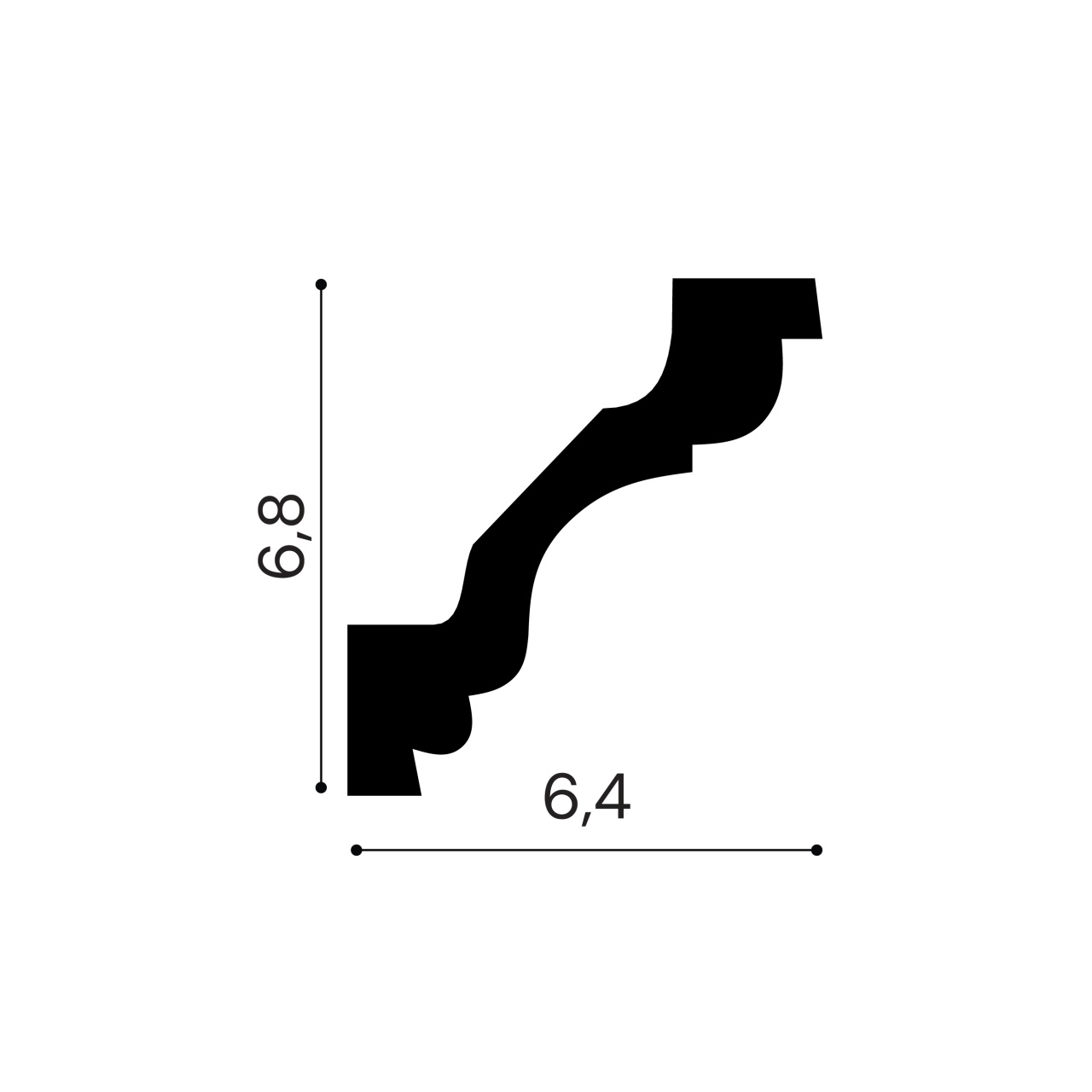 Cornisa poliuretan flexibil, Manavi, P819F - 6.8x6.4x200 cm — imaginea 2