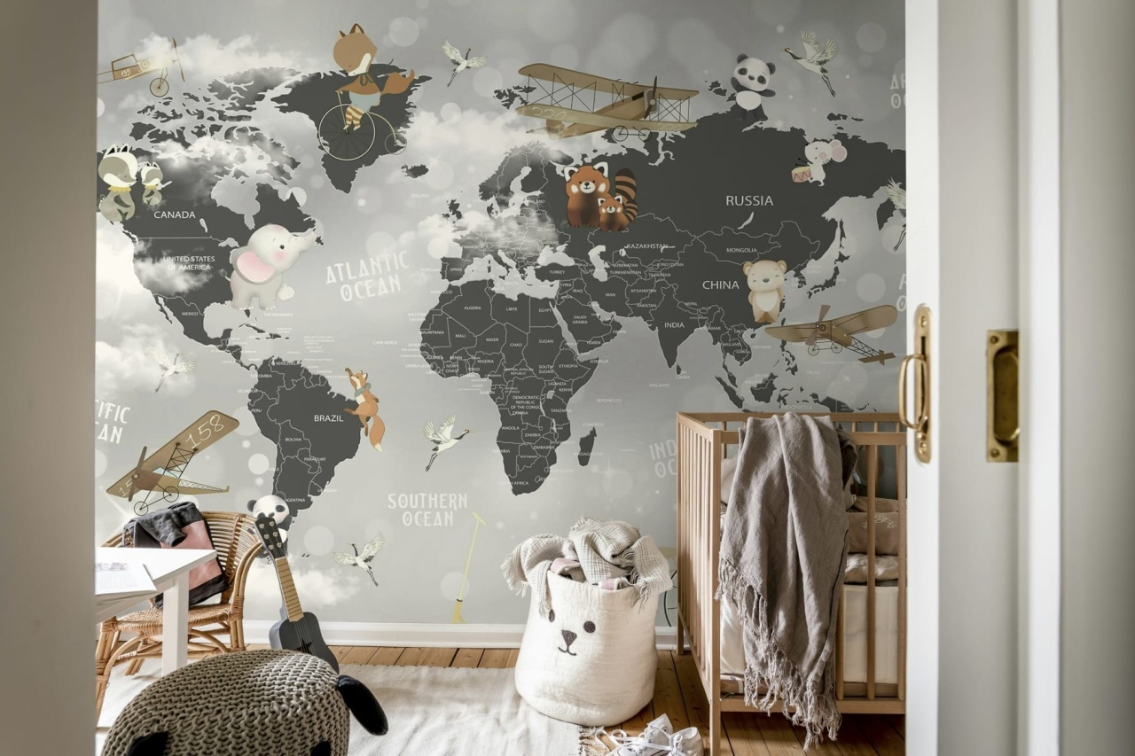 Fototapet, Animal World Map, Gray, Rebel Walls - 3
