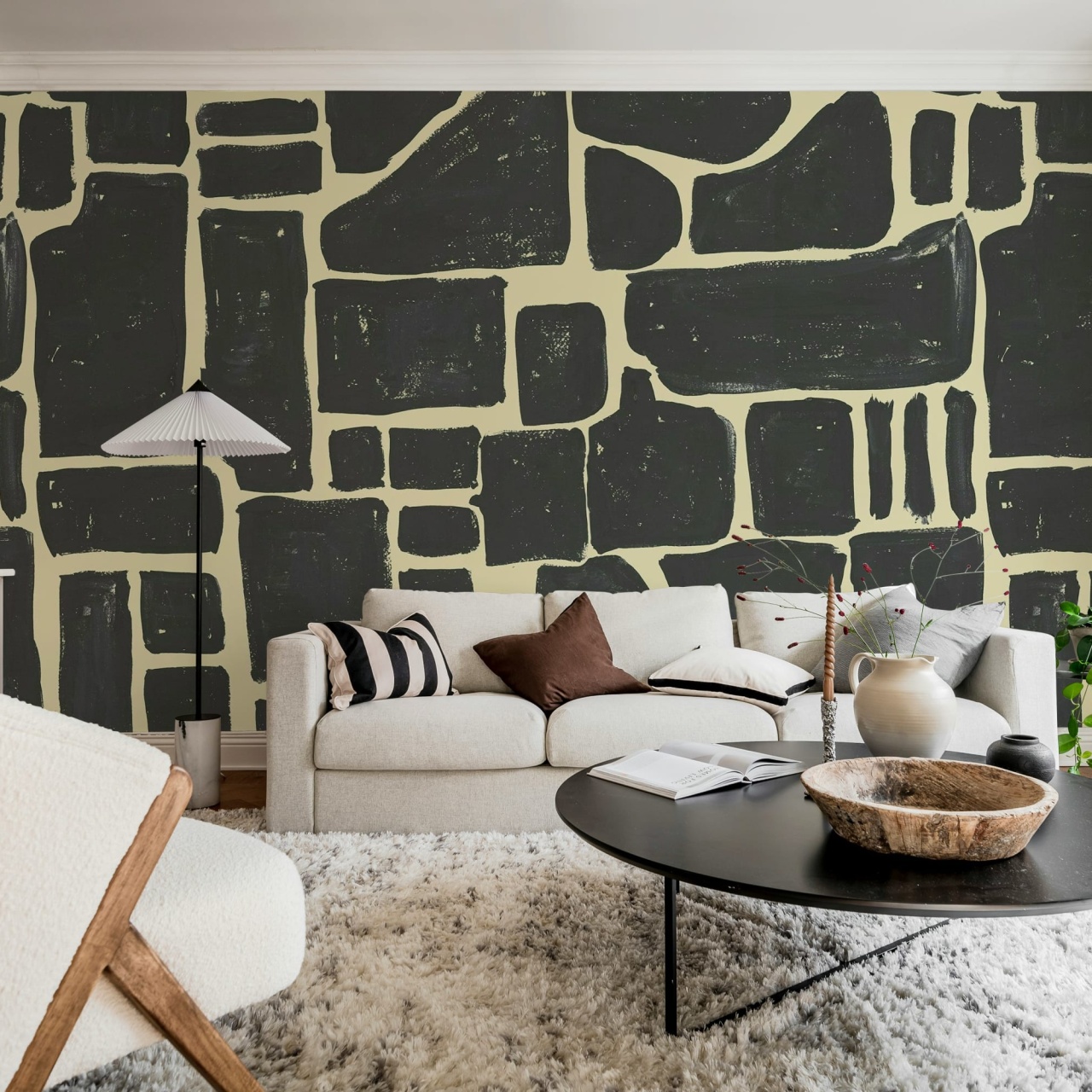 Fototapet, Block Print, Black, Rebel Walls