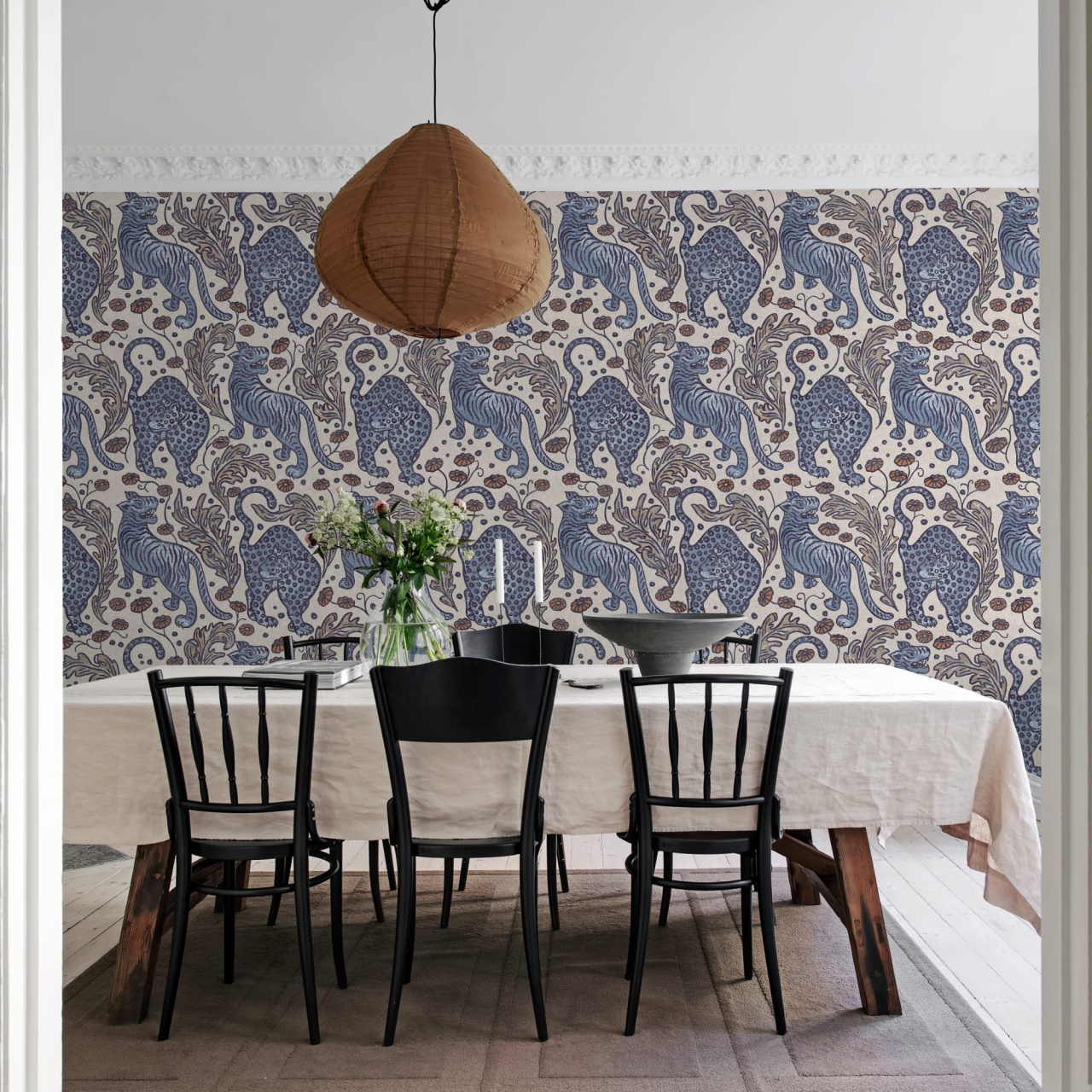 Fototapet, Bold Tigers, Blue, Rebel Walls