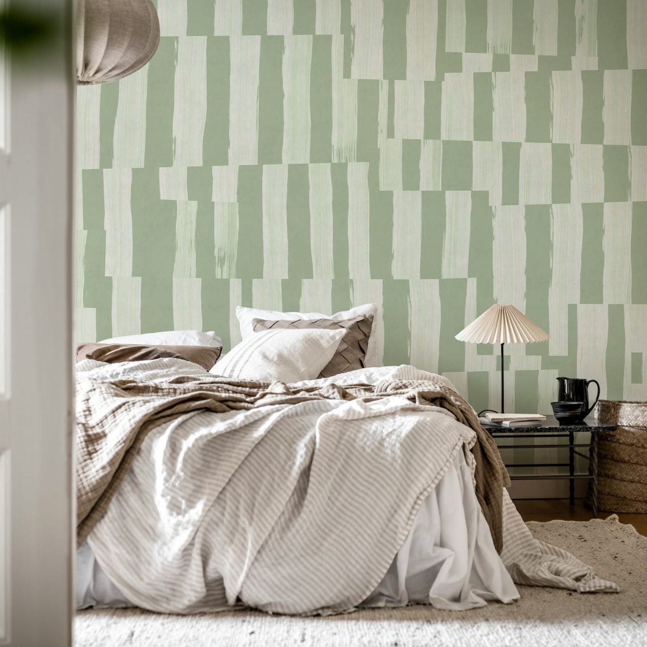 Fototapet, Broken Stripes, Green, Rebel Walls