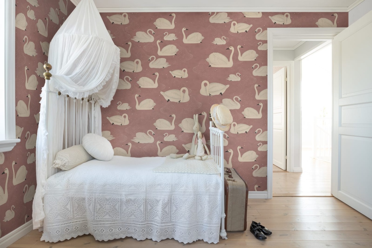 Fototapet, Cygne, Rose, Rebel Walls