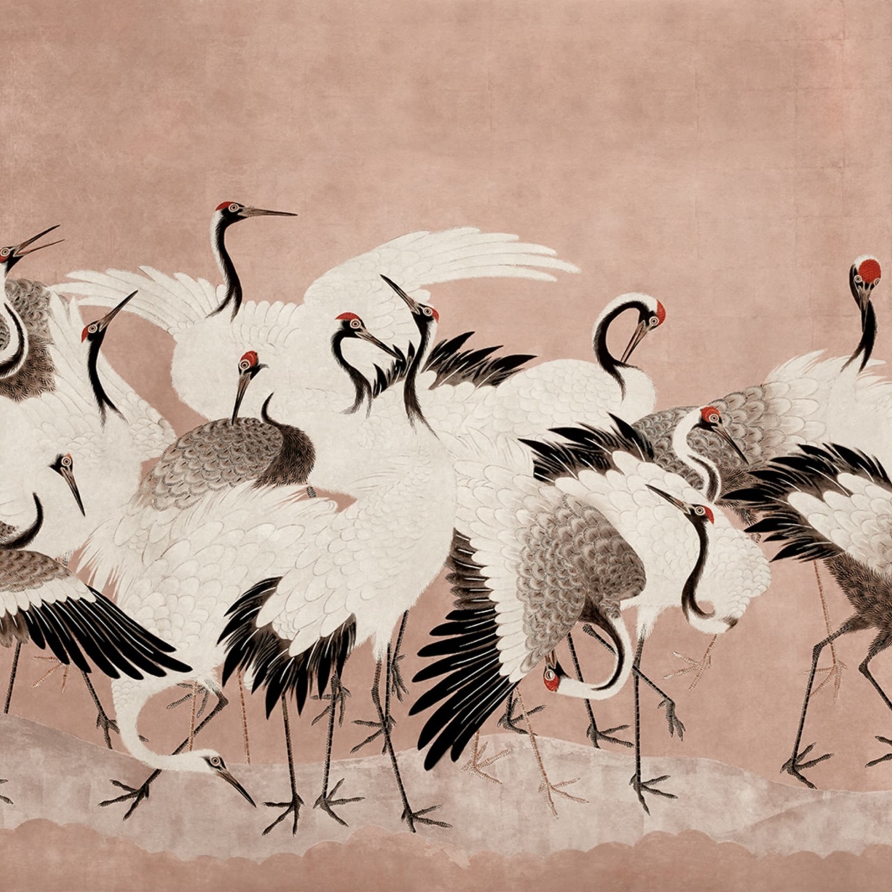 Fototapet, Dancing Cranes, Dusty Pink, Rebel Walls - 2
