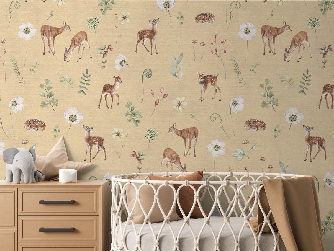 Fototapet Dancing Deer - Yellow, Kikki Belle - 5