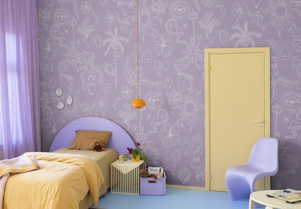 Fototapet, Doodle, Lilac, Rebel Walls