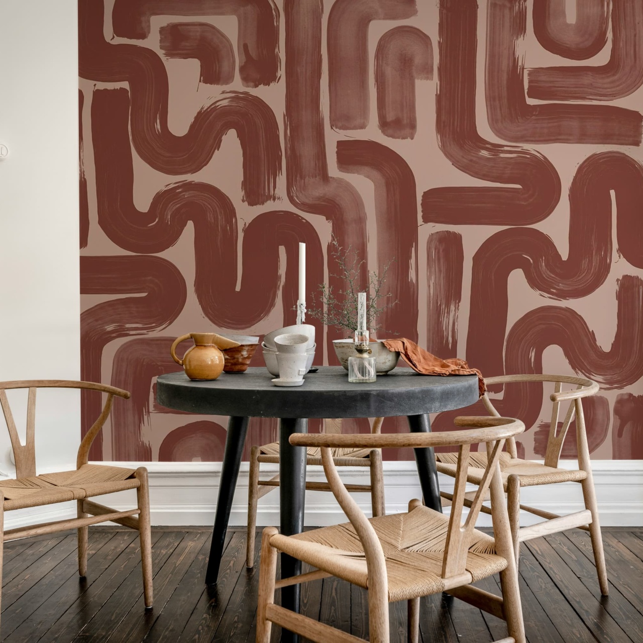 Fototapet, Drape Brush, Red, Rebel Walls