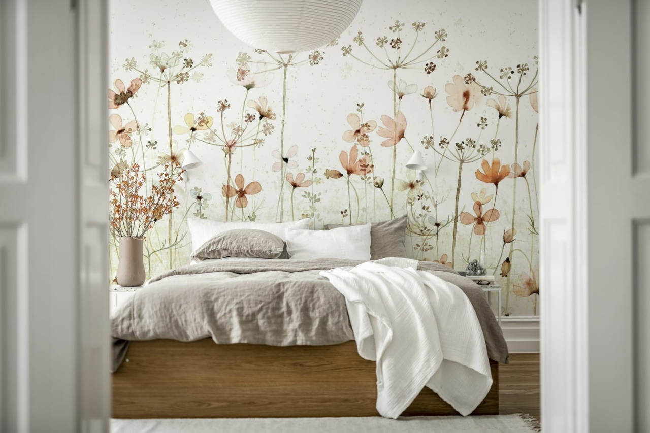 Fototapet, Dreamy Meadow, Red, Rebel Walls