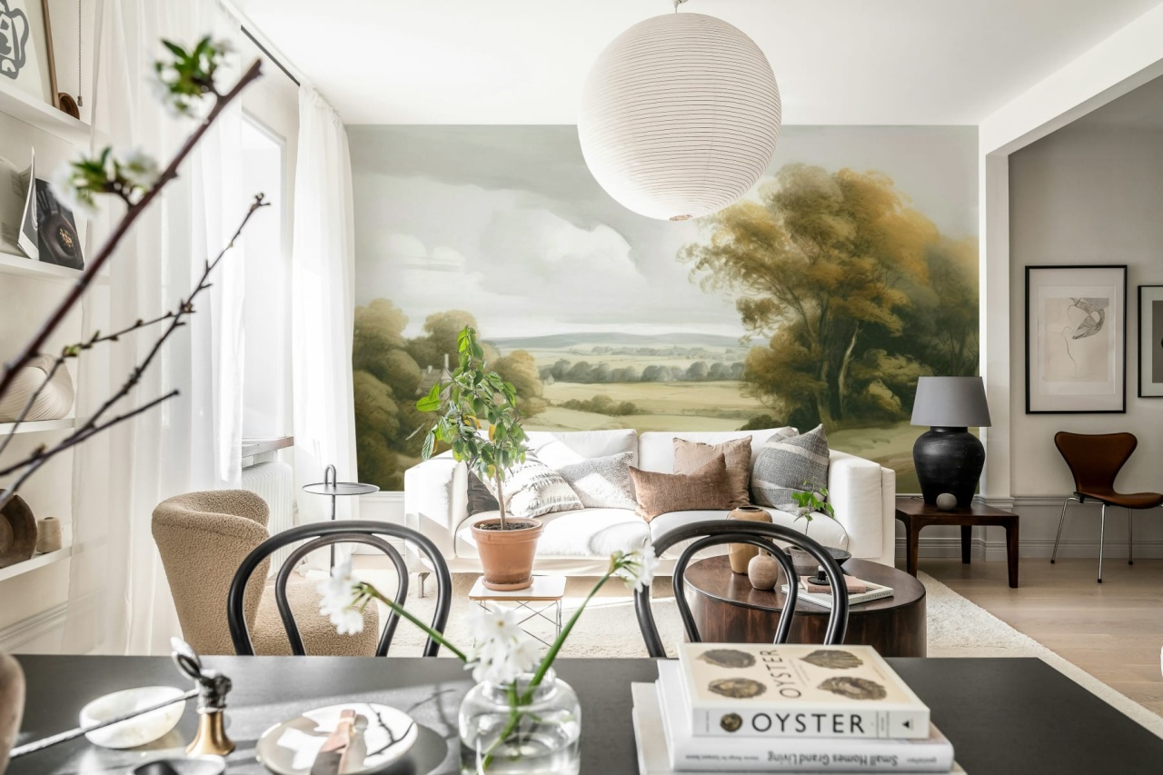 Fototapet, Field View Painting, Beige, Rebel Walls