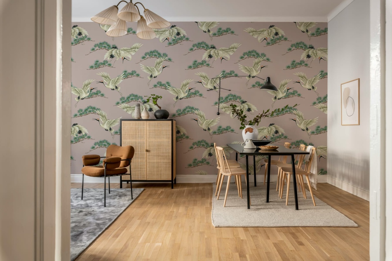 Fototapet, Flying Cranes, Pink, Rebel Walls - 3