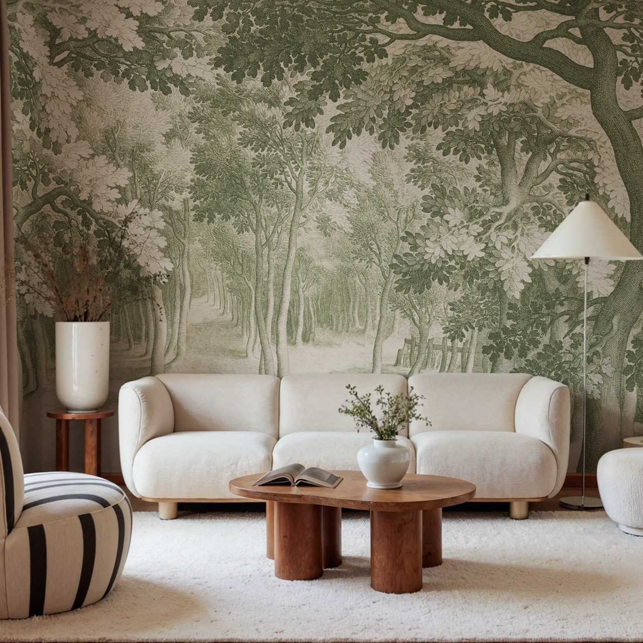 Fototapet, Forest Engraving, Green, Rebel Walls