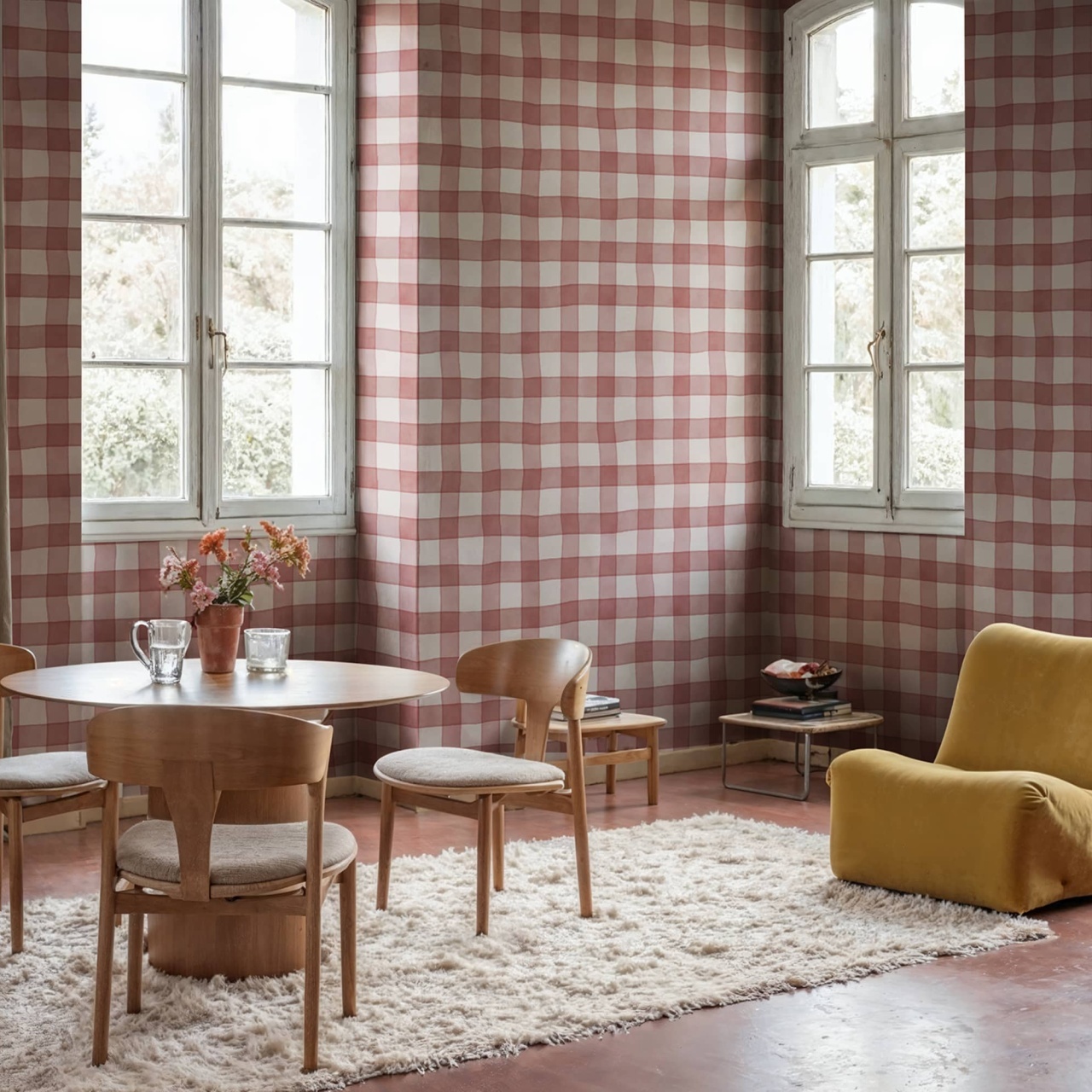 Fototapet, Gingham, Red, Rebel Walls