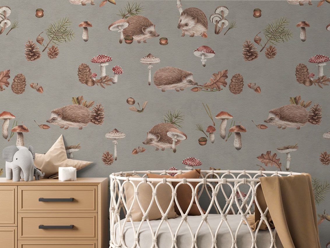 Fototapet Happy Hedgehog - Taupe, Kikki Belle - 5