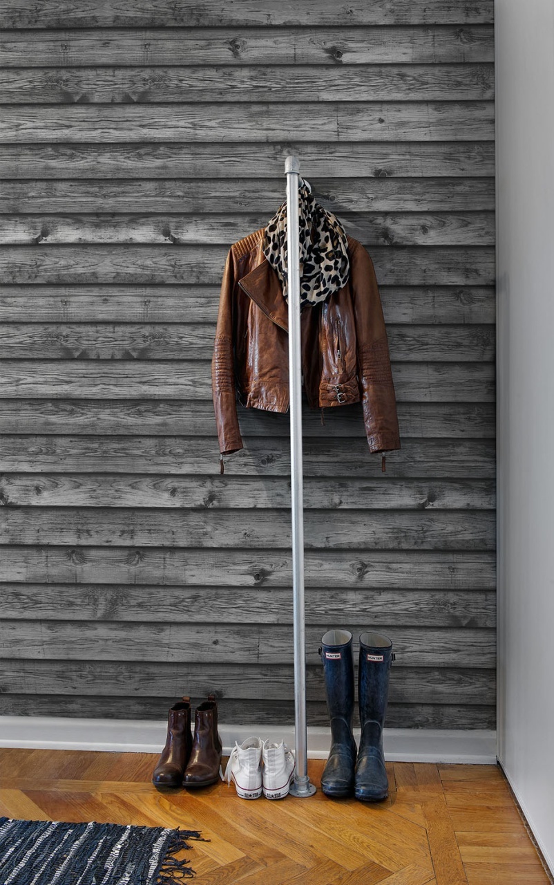 Fototapet, Horizontal Boards, Black, Rebel Walls - 3