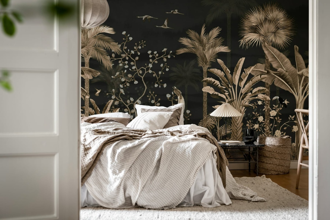 Fototapet, Magnolia Jungle, Black, Rebel Walls